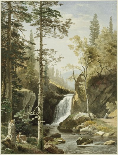 Landskab med bjergbæk af Johann Wilhelm Schirmer