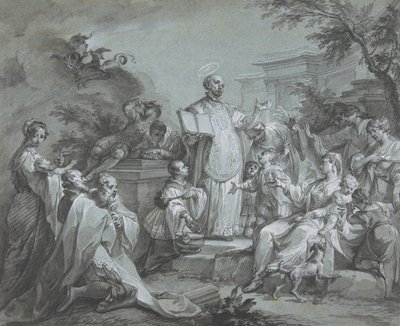 Sankt Ignatius af Loyola prædiker, før 1761. af Johann Wolfgang Baumgartner