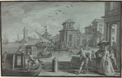 Venetiansk Fantasy med Dogana af Johann Wolfgang Baumgartner
