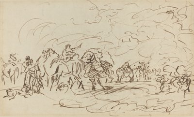Sandstorm i ørkenen overhaler en campingvogn af Johann Zoffany