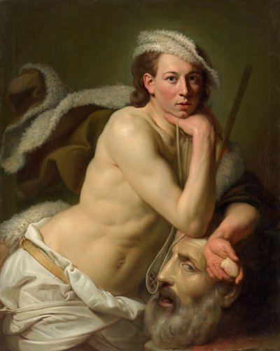 Selvportræt som David med Goliat-hovedet af Johann Zoffany