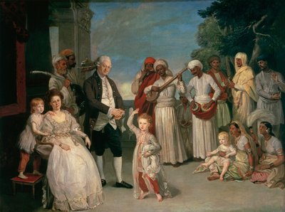 Sir Elijah og Lady Impey og deres tre børn af Johan Joseph Zoffany