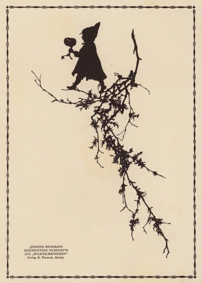 Silhuet af en nisse (litografi) af Johanna Beckmann