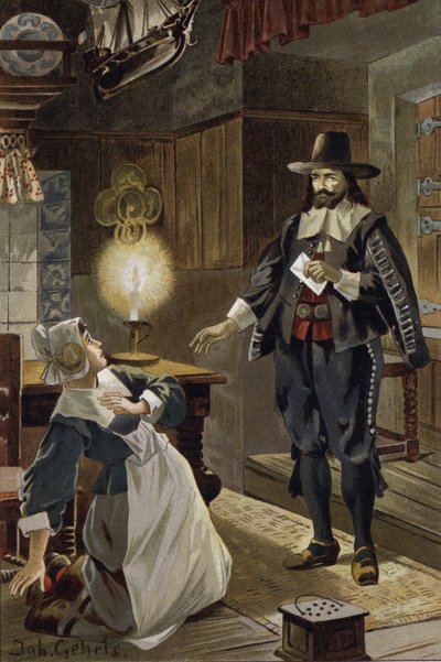 Illustration til Den flyvende hollænder eller Der Fliegende Hollander (farve litho) af Johannes (after) Gehrts