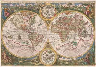Verdenskortet fra 1596 - Orbis Terrae Compendiosa Descriptio Ex peristissimorum totius orbis Gaeographorum operibus desumpta af Johannes Baptista Vrints