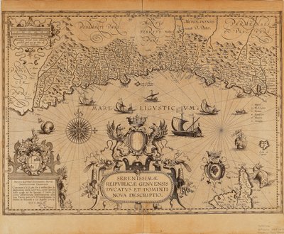 Republikken Genova, kort af Jan Baptist Vrients fra Theatrum Orbis Terrarum af Abraham Ortelius af Johannes Baptista Vrints