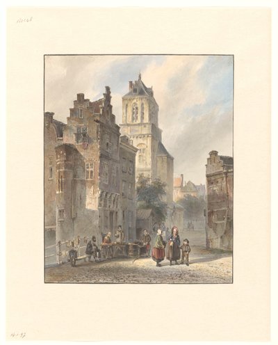 Udsigt over rådhuset i Delft af Johannes Bosboom