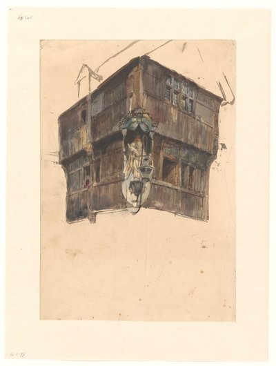 Undersøgelse af øverste etage i et hjørnehus af Johannes Bosboom