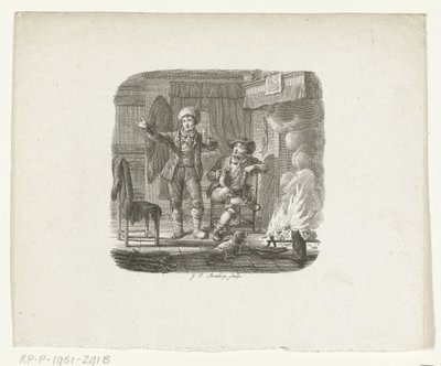 To mænd taler ved et bål af Johannes Christiaan Bendorp