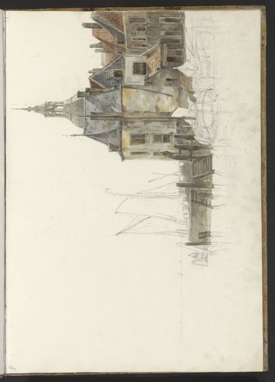 Kaj ved Groothoofdspoort i Dordrecht af Johannes Christiaan Schotel