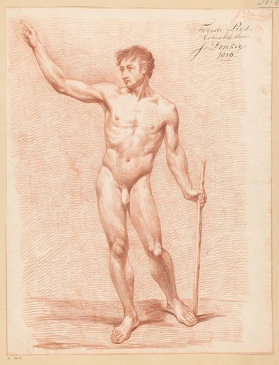Stående nøgen mand, set forfra (2. præmie 1816) af Johannes Donker