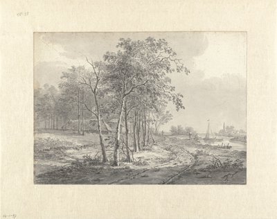 Landskab med en vej langs et vand af Johannes Franciscus Christ