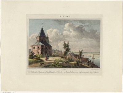 Sankt Nikolaus Kapel i Nijmegen Hedensche Kapel, på vandrepladsen Valkhof. La Chapelle Payenne, à la Promenade, dit Valkhof (titel på objektet) Nymegen. (serietitel på objekt) af Johannes Franciscus Christ
