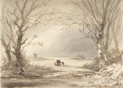 Et vinterlandskab, 1854. af Johannes Franciscus Hoppenbrouwers