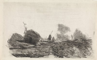 Landskab med lade og to ryttere af Johannes Franciscus Hoppenbrouwers
