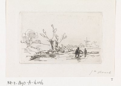 Skatere ved pilepile af Johannes Franciscus Hoppenbrouwers