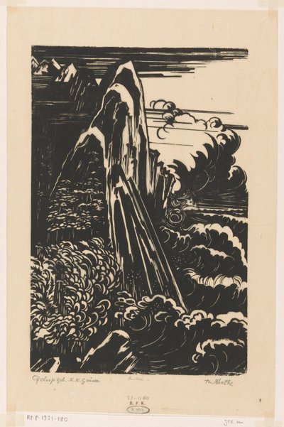 Cyclops Mountains, Hollandsk Ny Guinea (original titel på objektet) af Johannes Frederik Engelbert ten Klooster (signed by artist)