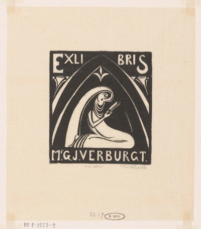 Ex-libris af Gerrit-Jan Verburgt af Johannes Frederik Engelbert ten Klooster (signed by artist)