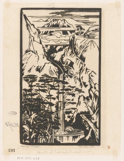 Helling Merapi (original titel på objekt) af Johannes Frederik Engelbert ten Klooster (signed by artist)