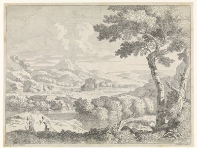 Bakket landskab med hyrder Landskaber efter Gaspar Poussin (serietitel) af Johannes Glauber