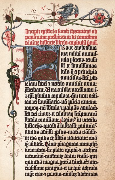 Side fra Gutenbergs Bibel, c1455 af Johannes Gutenberg