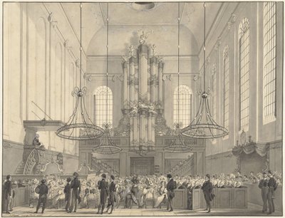 Prof. dr. van der Palm prædiker i den lutherske kirke i Haag for kongefamilien, 1828 af Johannes Hari (I)