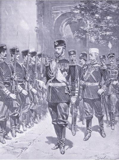 Hans Kejserlige Majestæt Tzaren, illustration fra Cassells History of the Russo-Japanese War Vol 1, ca. 1900 af Johannes Hermann Barend Koekkoek
