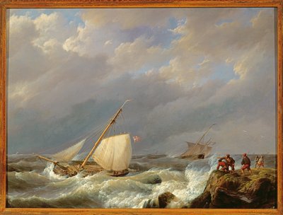 Fartøjer på en Lee Shore i en kuling af vind, 1844 af Johannes Hermann Barend Koekkoek