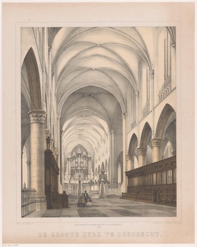 Interiør af Grote Kerk i Dordrecht Den store kirke i Dordrecht (titel på objekt) af Johannes Hermanus van der Heijden