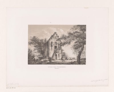 Hus på bymuren Stede-væg fra indersiden af ​​1700-tallet (titel på objekt) af Johannes Hilverdink (attributed to)