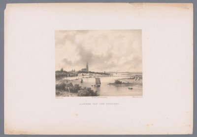 Udsigt over Arnhem fra Rehberg Arnhem van den Rehberg (titel på objekt) Hollandsk by- og havneudsigt efter tegninger af Everhardus Koster (serietitel) E. Kosters skitsebog: Dutch City and Harbour Views (serietitel) af Johannes Hilverdink