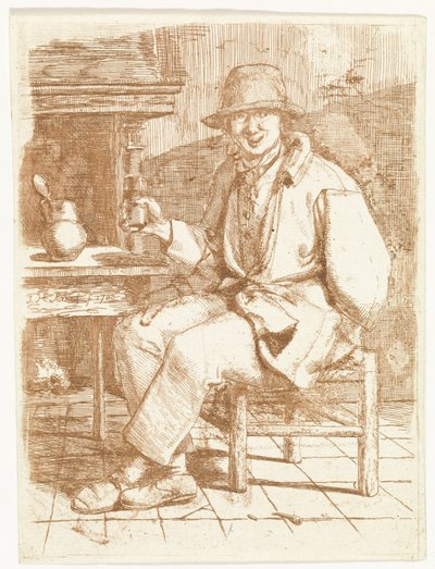 Smilende mand med glas i hånden af Johannes Huibert Prins
