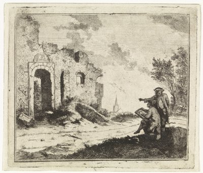 Tegner ved en ruin af Johannes Huibert Prins
