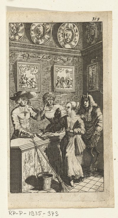 Den fingerede Djævel Bogillustration til Simon de Vries, Seven Duyvelen, der regerer og tjener Hedendaeghsche Dienstmaegden, Amsterdam, 1682 af Johannes Jacobsz van den Aveele