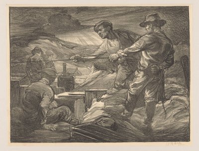 Arbejdere trækker i et reb af Johannes Josephus Aarts (signed by artist)