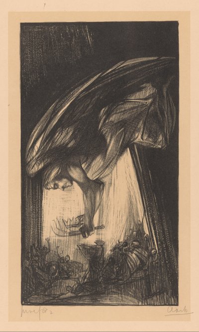 Engel over skare af mennesker af Johannes Josephus Aarts (signed by artist)