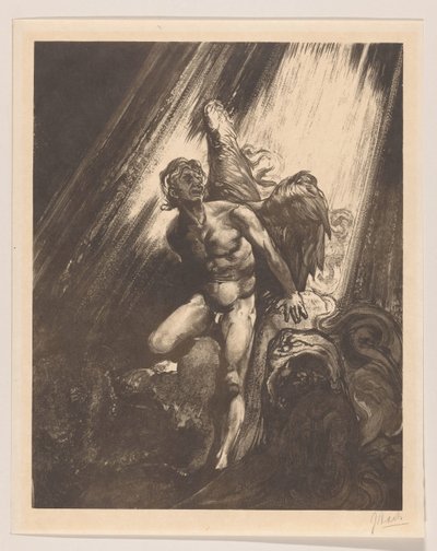 Faldet engel lænet op ad en sten af Johannes Josephus Aarts (signed by artist)