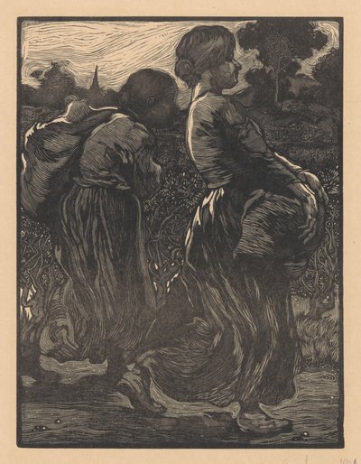 To landarbejdere af Johannes Josephus Aarts (signed by artist)