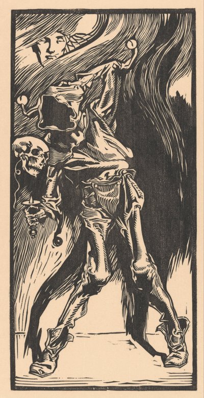 Døden som en harlekin, der spiller bilboquet af Johannes Josephus Aarts