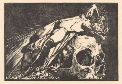 Kvinde liggende på kraniet af Johannes Josephus Aarts