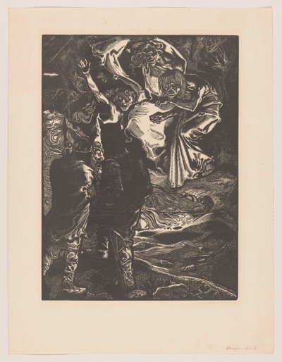 Macbeth og Banquo møder de tre hekser af Johannes Josephus Aarts