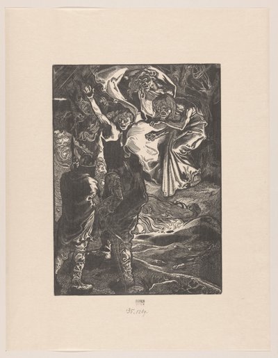 Macbeth og Banquo møder de tre hekse af Johannes Josephus Aarts