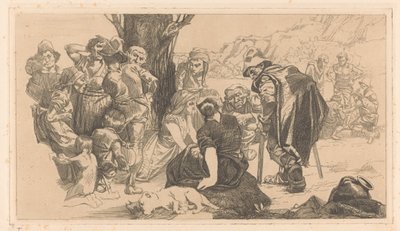 Mænd, kvinder og børn ved et træ af Johannes Josephus Aarts