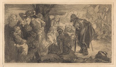 Mænd, kvinder og børn ved et træ af Johannes Josephus Aarts