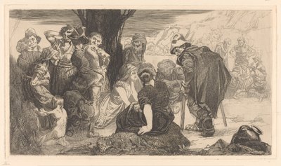 Mænd, kvinder og børn ved et træ af Johannes Josephus Aarts