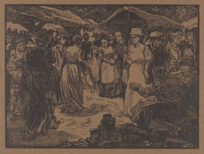 Markedsscene med mænd og kvinder af Johannes Josephus Aarts