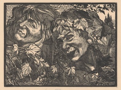 To Bacchanter omgivet af vinblade af Johannes Josephus Aarts