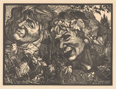 To Bacchanter omgivet af vinblade af Johannes Josephus Aarts