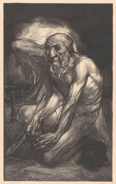 Siddende skægget mand med vinger af Johannes Josephus Aarts