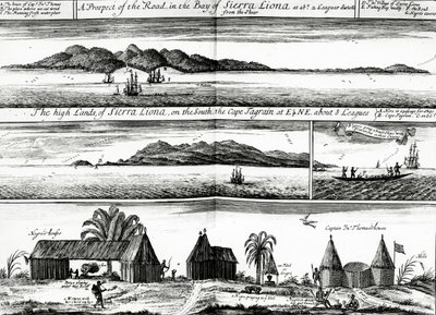 A Prospect of the Road in the Bay of Sierra Liona, en illustration fra bind 5 af Awnsham og John Churchills 